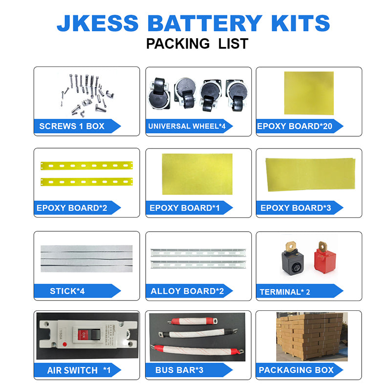 EU Stock DDP 16S 48V 280Ah-314Ah DIY Battery Box Kit JK BMS 16S20P & V19 LCD Standing Case for Lifepo4 280Ah-314Ah Battery
