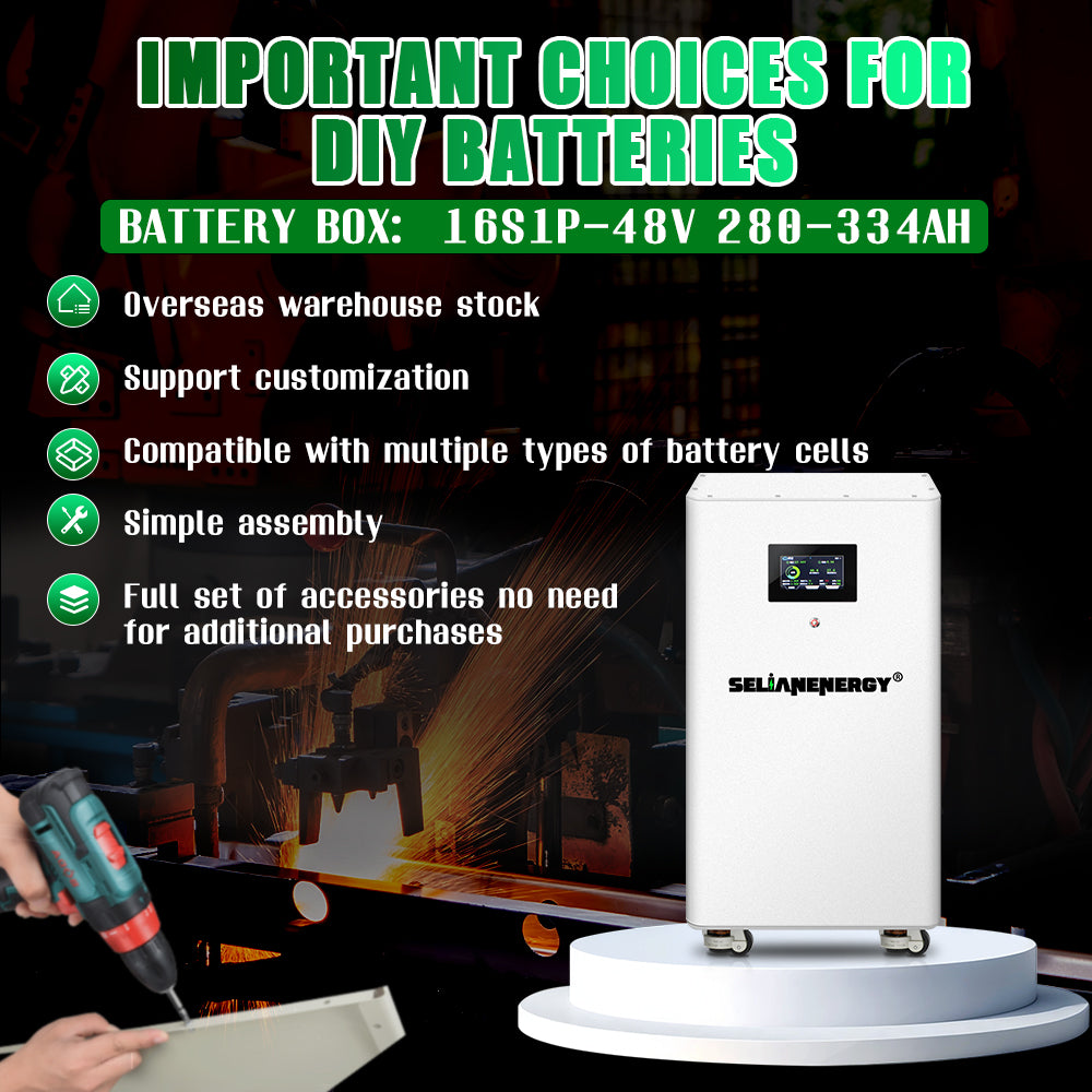 EU Stock DDP 16S 48V 280Ah-314Ah DIY Battery Box Kit JK BMS 16S20P & V19 LCD Standing Case for Lifepo4 280Ah-314Ah Battery