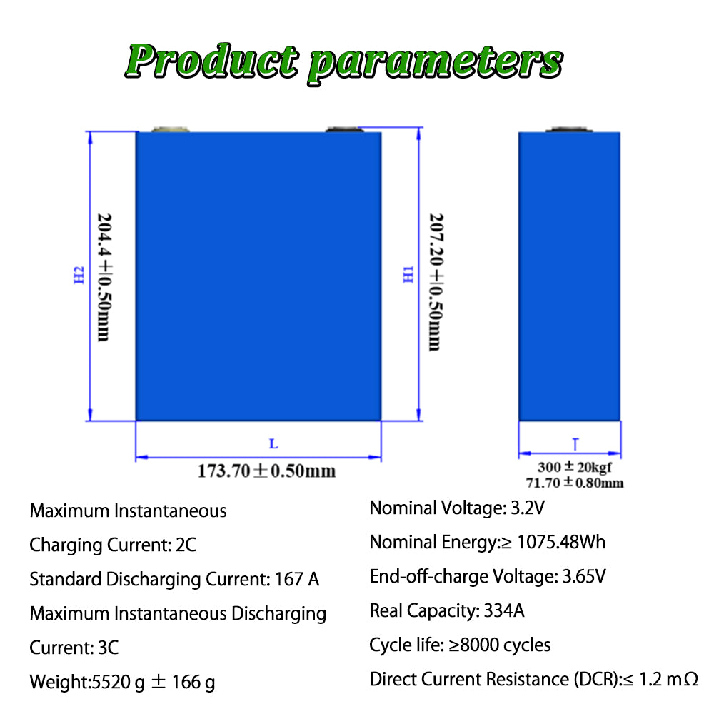 EU Stock EVE 334Ah Grade A LF334 LiFePO4 3.2V Battery - for Solar energy off-grid systems, RV,EV