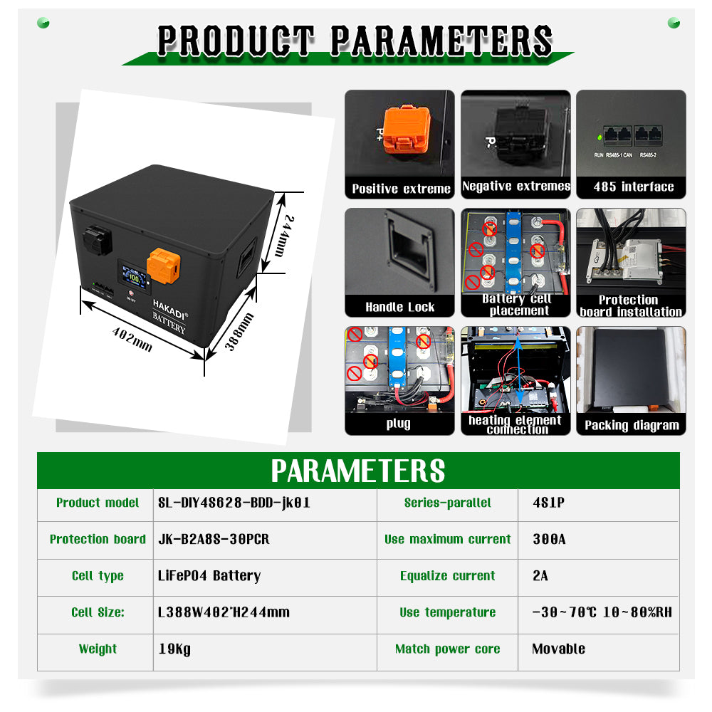 EU STOCK 4S 628Ah LiFePO4 Battery DIY Box with JK BMS Bluetooth For 12V 628Ah Cell Energy System