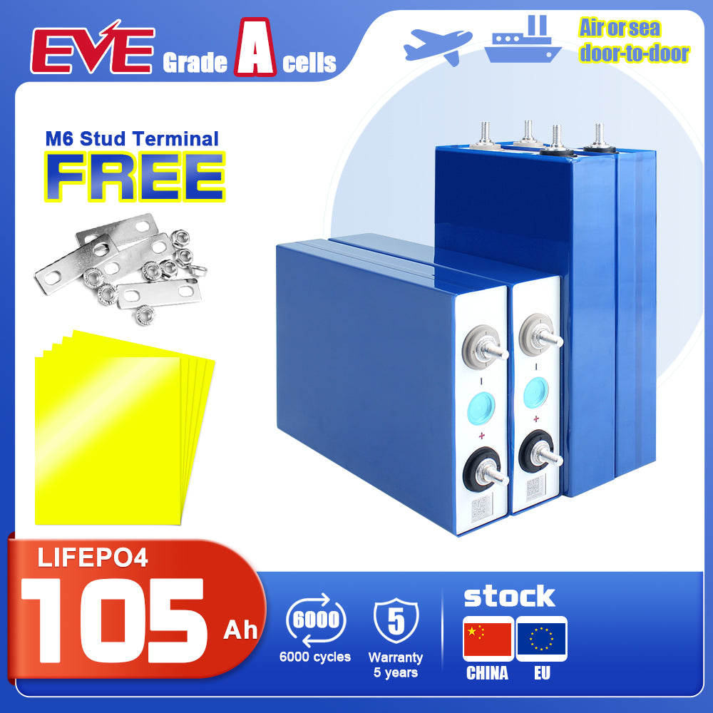 EU Stock EVE LF105 LiFePO4 3.2V 105Ah Battery Grade A Prismatic Cell Fast Delivery For Energy Storage System