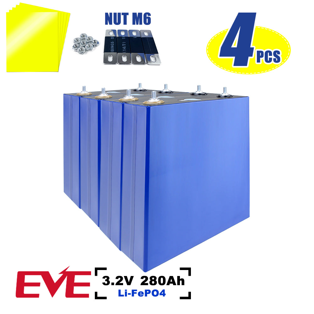 EU Stock Free Shipping EVE LF280K LiFePO4 280Ah Battery Rechargeable Deep cycle Cell for energy storage Home Solar Energy DIY 12V 24V 48V 72V battery Pack