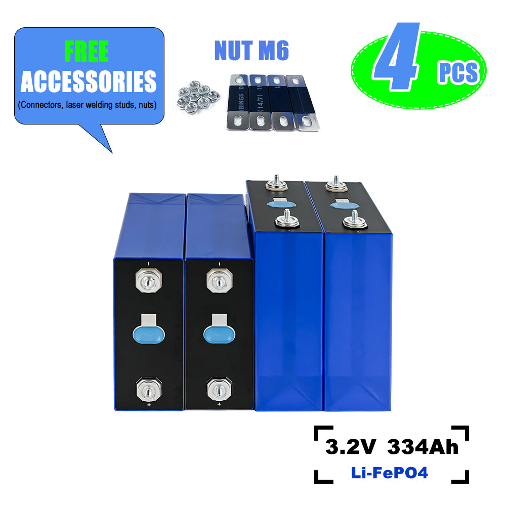 EU Stock EVE 334Ah Grade A LF334 LiFePO4 3.2V Battery - for Solar energy off-grid systems, RV,EV